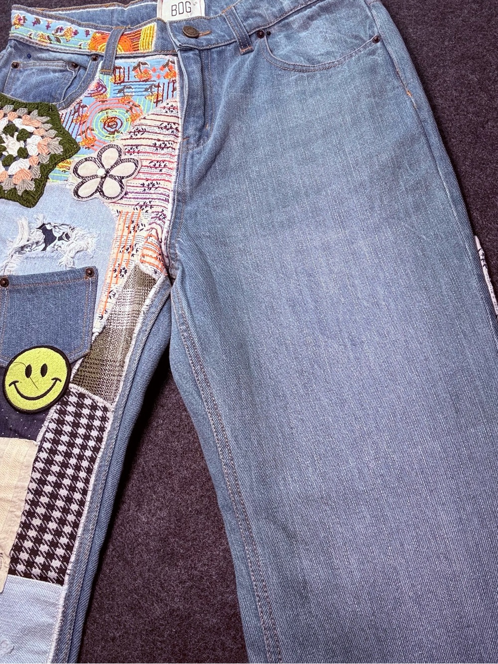 BDG Women's Light Blue Jeans with Multicolor Patchwork - Picture 3 of 5